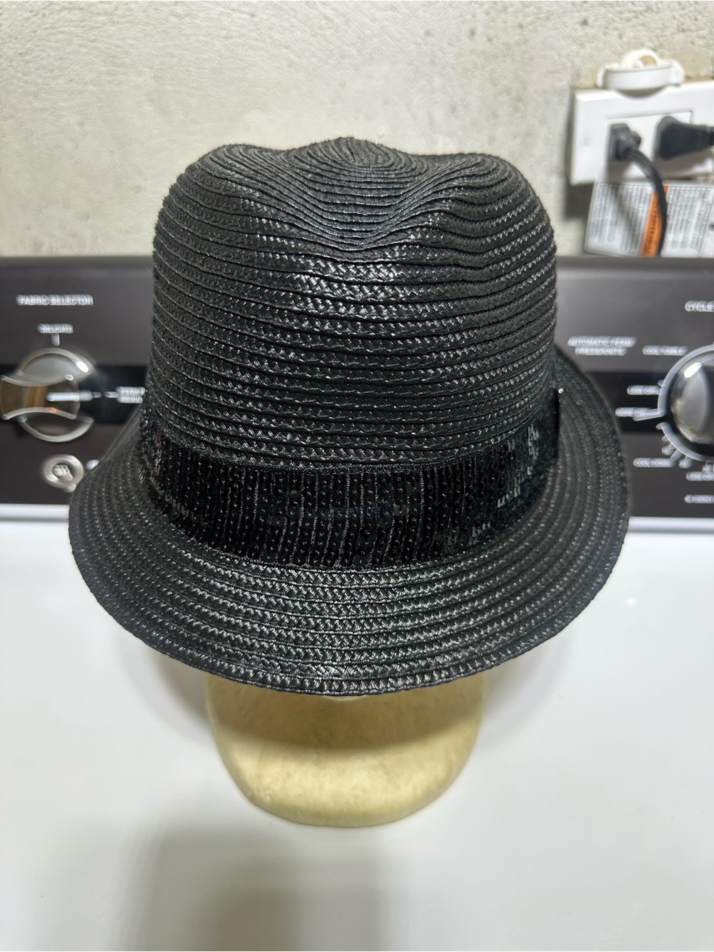 Black Straw Fedora with Ribbon Band